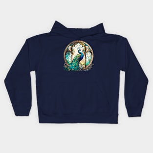 Stained Glass Peacock Kids Hoodie